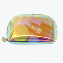 New Customized Logo Transparent TPU Fashionable Cosmetic Travel Bag Girls Holographic Makeup bag